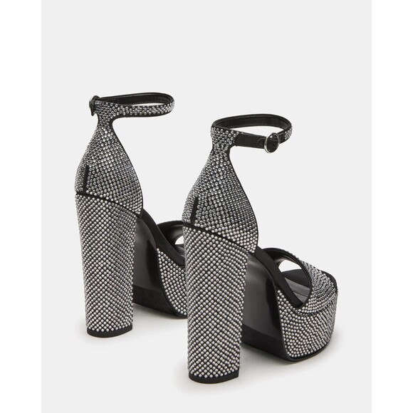 Steve Madden Glam Rhinestone Ankle Strap Crystal Platform Block Heel Sandal 9M - Picture 4 of 15